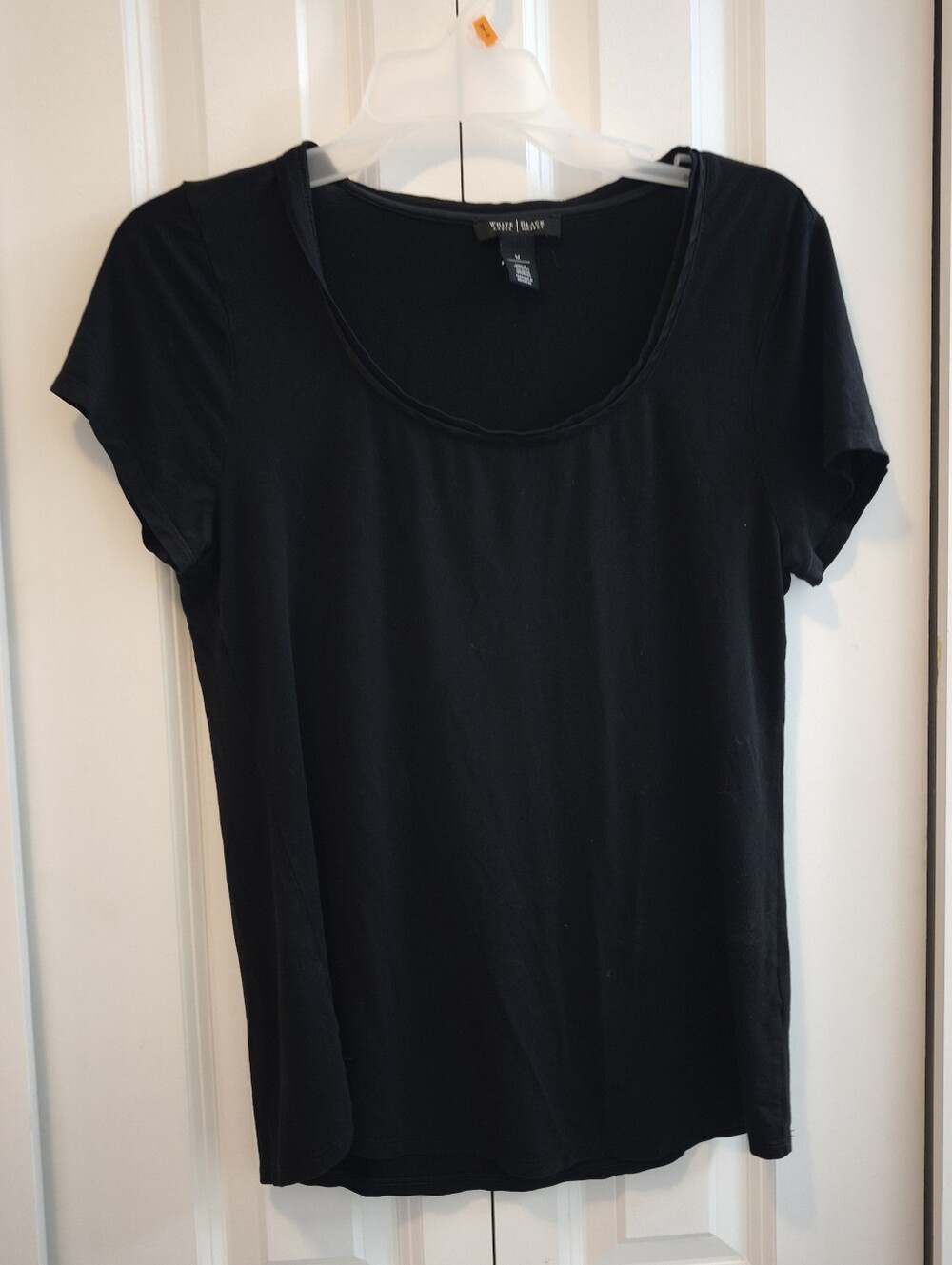 White House Black Market Black Scoop Neck Short Sleeve Tee